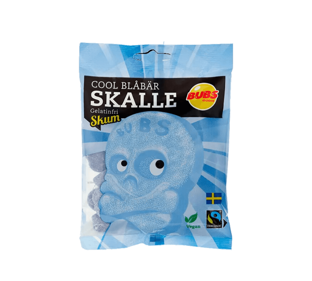 Bubs Swedish Candy Cool Blåbär - Skalle - Sweet Palace Candy Shop