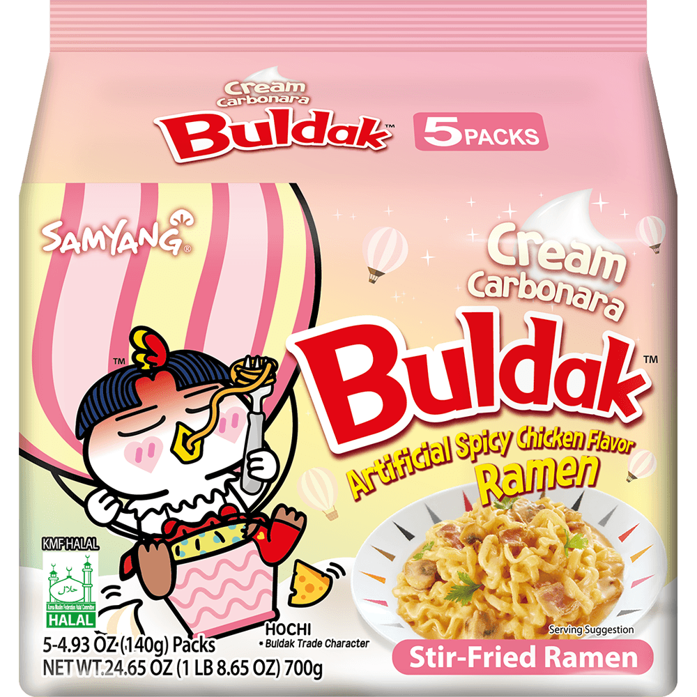Buldak Ramen Cream Carbonara Flavor 5 Pack - Sweet Palace Candy Shop