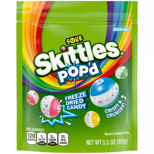 Skittles Pop'd Sour Freeze Dried Candy - Sweet Palace Candy Shop