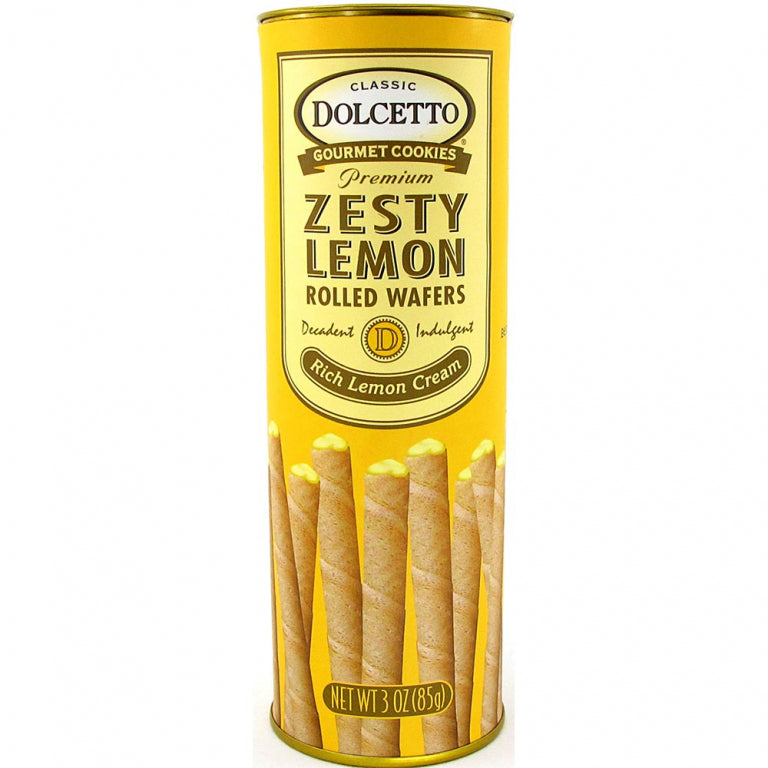 Dolcetto Zesty Lemon Rolled Wafers 3oz — imported wafer cookies
