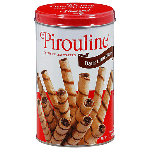 Pirouline Dark Chocolate 14.1oz Tin — imported cookies