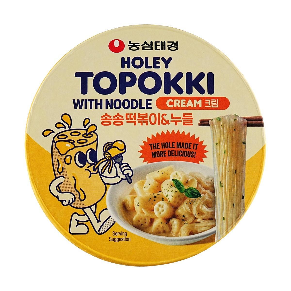 Holey Topokki Cream Sauce Flavor With Glass Noodle — imported Korean topokki
