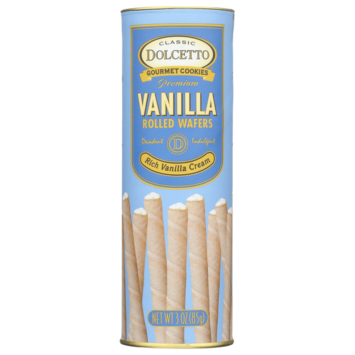 Dolcetto Vanilla Rolled Wafers 3oz — imported wafer cookies